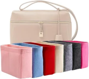 Xoppia Bag Organizer compatible with Loro Piana Extra Bag L19. Felt Insert Liner for Women Handbag. (Beige, Style A: Exposure)