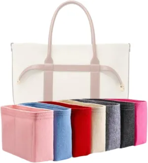 Xoppia Bag Organizer compatible with Loro Piana Ghiera Shopper Small. Felt Insert Liner for Women Handbag. (Beige, Style A: Exposure)