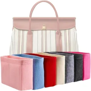 Xoppia Bag Organizer compatible with Loro Piana Loom bag L25. Felt Insert Liner for Women Handbag. (Beige, Style B)