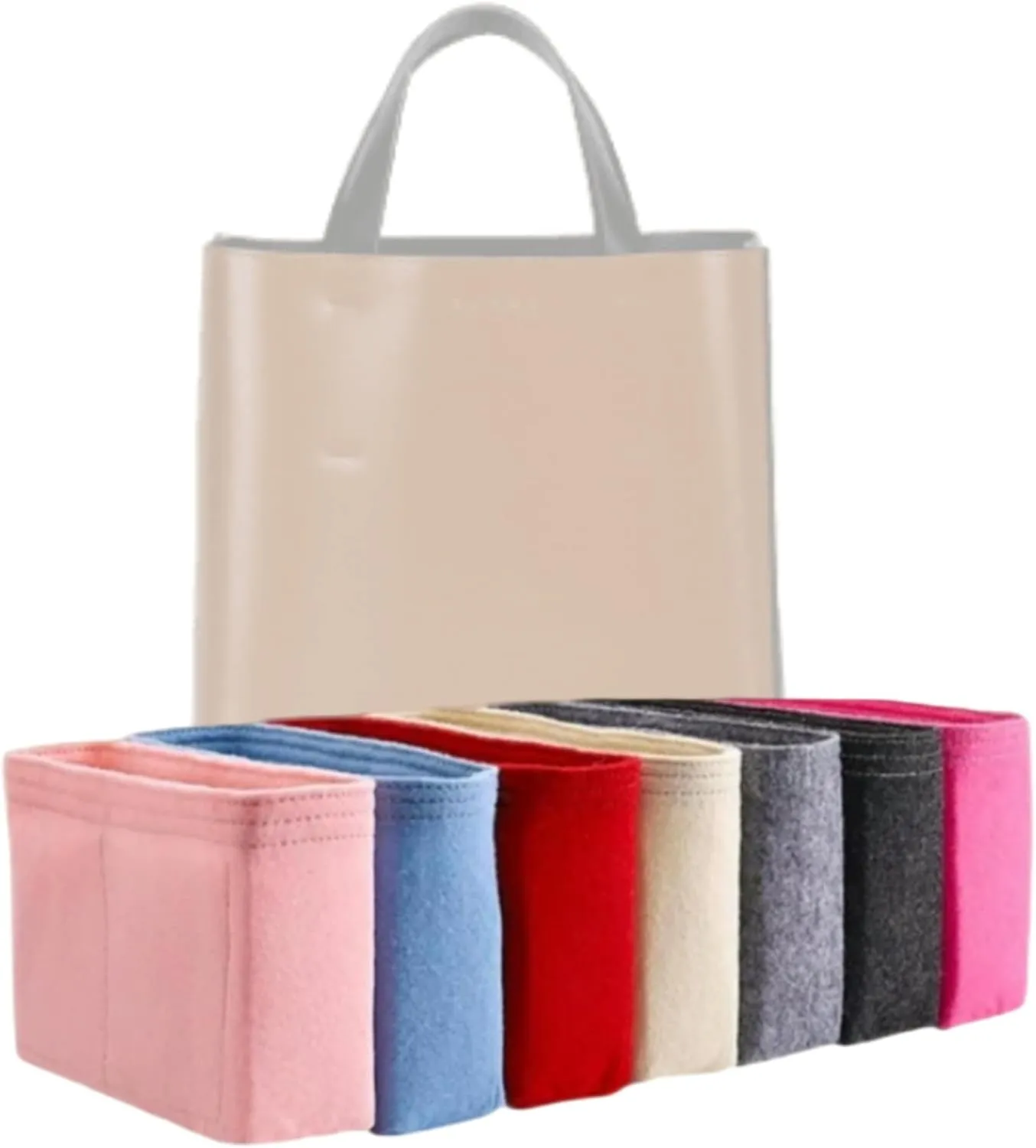Xoppia Bag Organizer compatible with Marni Museo Small Bag. Felt Bag Insert for Handbag. Bag Liner for Women Tote Bags. (Black, Style A: Exposure)