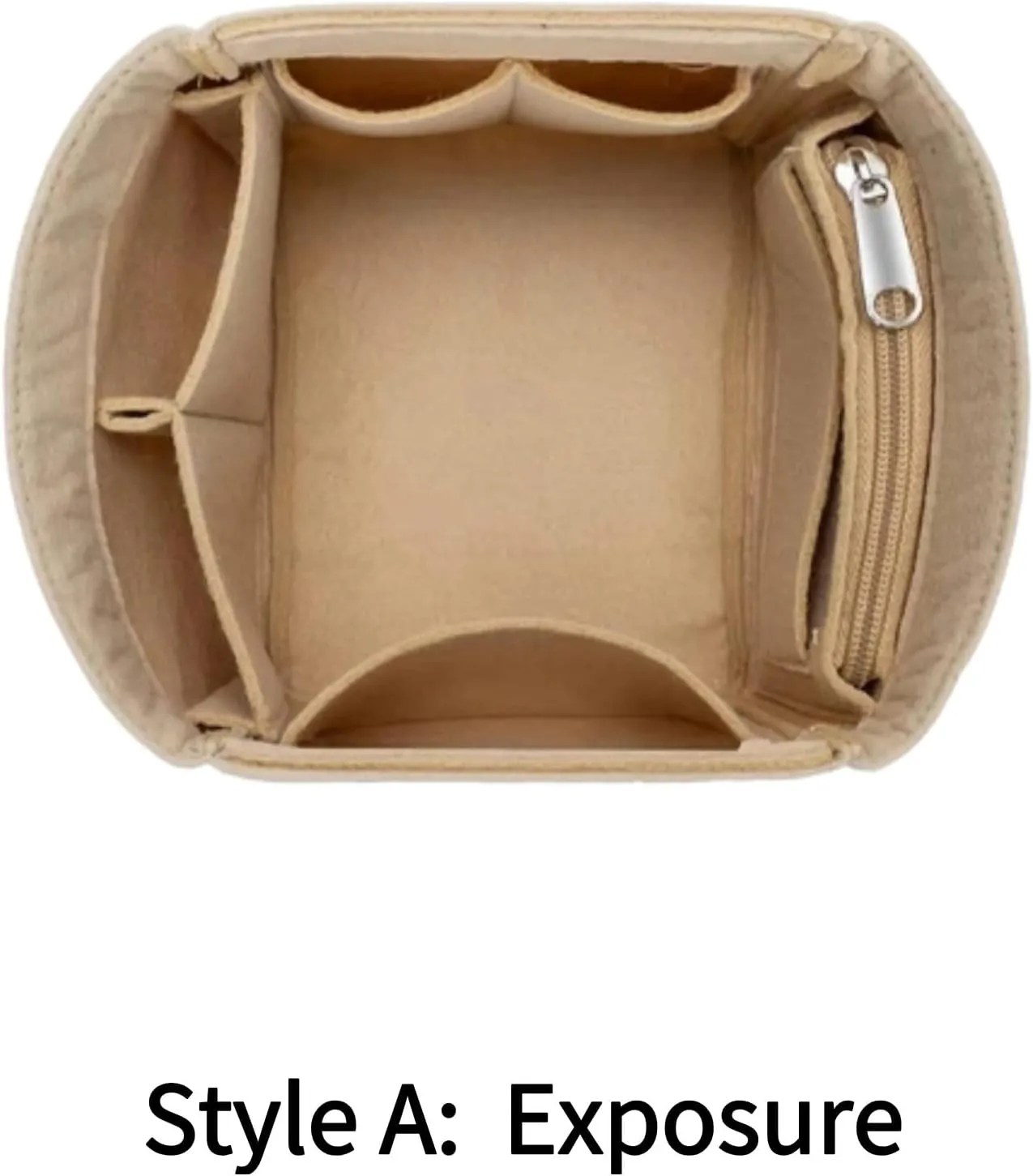 Xoppia Bag Organizer compatible with Ralph Lauren Polo Play Medium Tote. Felt Insert Liner for Women Handbag. (Beige, Style B: Top Cap Zipper)