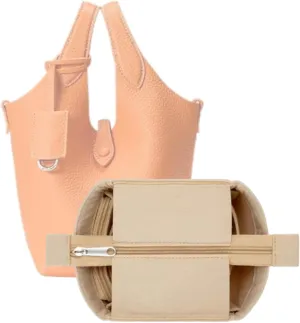Xoppia Bag Organizer compatible with Ralph Lauren Polo Play Medium Tote. Felt Insert Liner for Women Handbag. (Black, Style B: Top Cap Zipper)