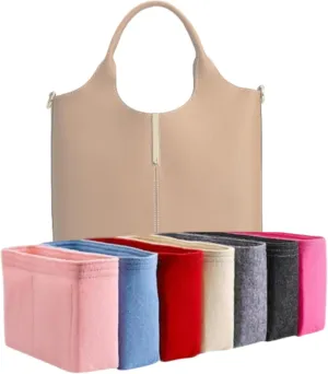 Xoppia Bag Organizer compatible with Tods Tote Shopping Bag Mini. Felt Insert Liner for Women Handbag. (Brown, Style A: Exposure)