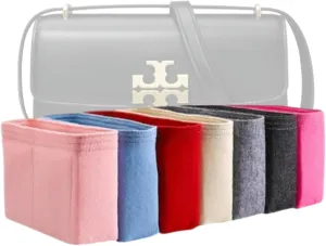 Xoppia Bag Organizer compatible with Tory Burch Small Eleanor Rectangular Bag. Felt Insert Liner for Women Handbag. (Black, Style A: Exposure)