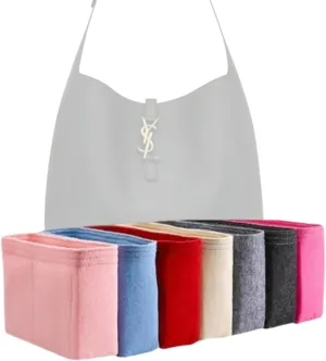 Xoppia Bag Organizer compatible with YSL le 5 à 7 Soft Hobo Large. Felt Bag Insert for Handbag. Bag Liner for Women Tote Bags. (Black, Style B: Side Zipper)