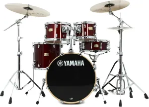 Yamaha 5pc Shell Pack with a 20" Kick 14” Snare Drum in Cranberry Red for Students and Working Drummers, (SBP0F50CR)