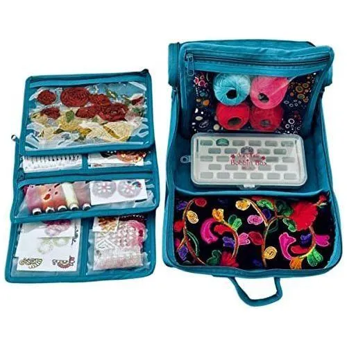 Yazzii Craft Box with Fabric Top - Portable Organizer