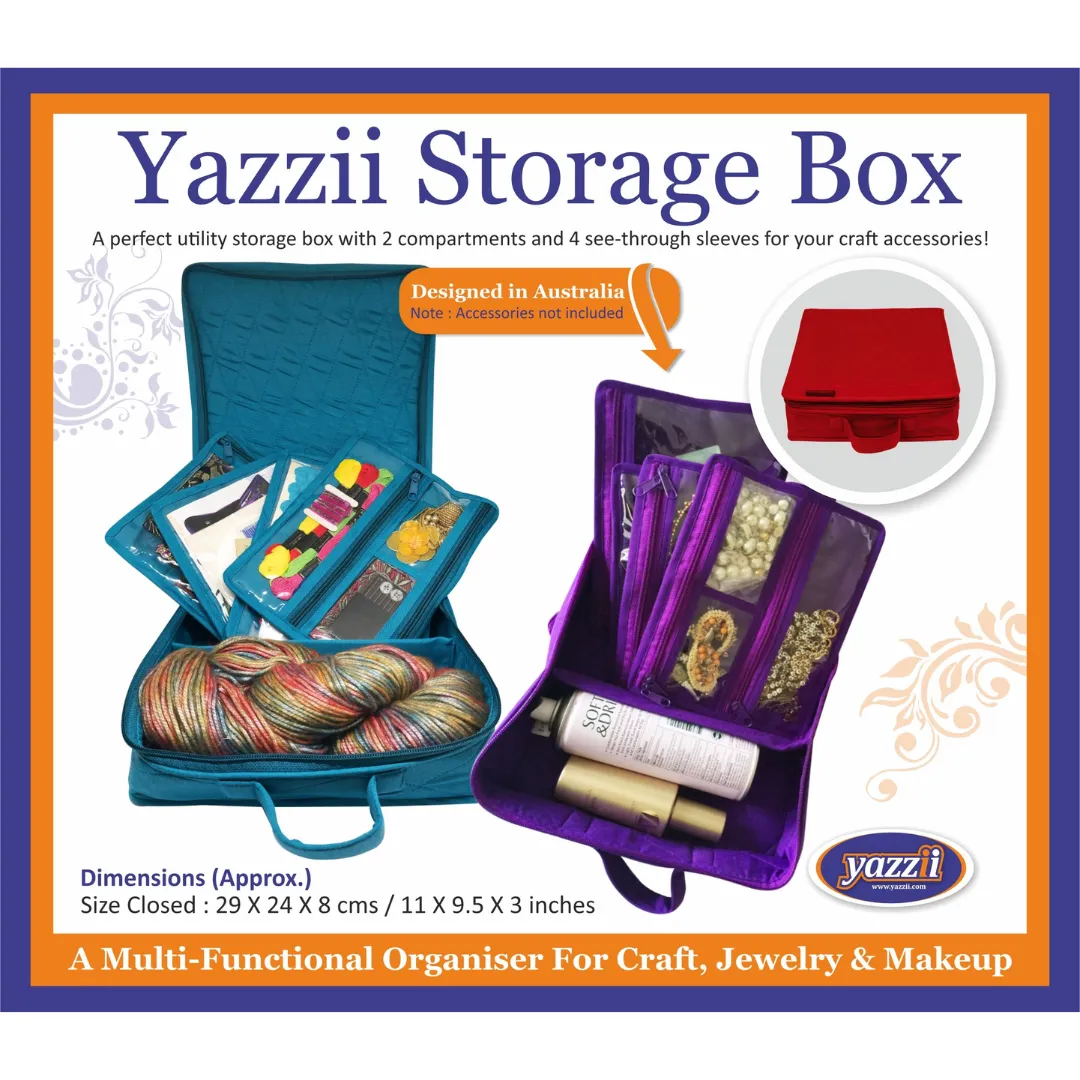 Yazzii Craft Box with Fabric Top - Portable Organizer