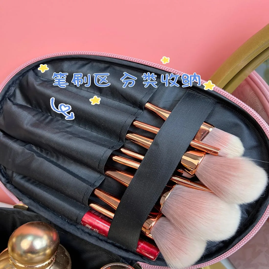 YEFDG Travel Makeup Bag Makeup Train Case Portable Artist cosmetic bag with Adjustable Dividers for Cosmetics Makeup Brushes Toiletry Jewelry Digital Accessories Black (black2)