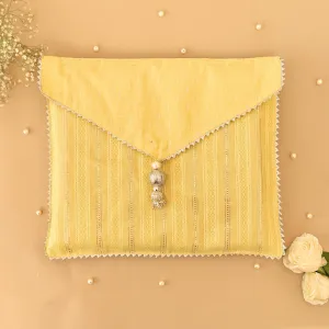 Yellow & Silver Striped Saree/Stole Cases