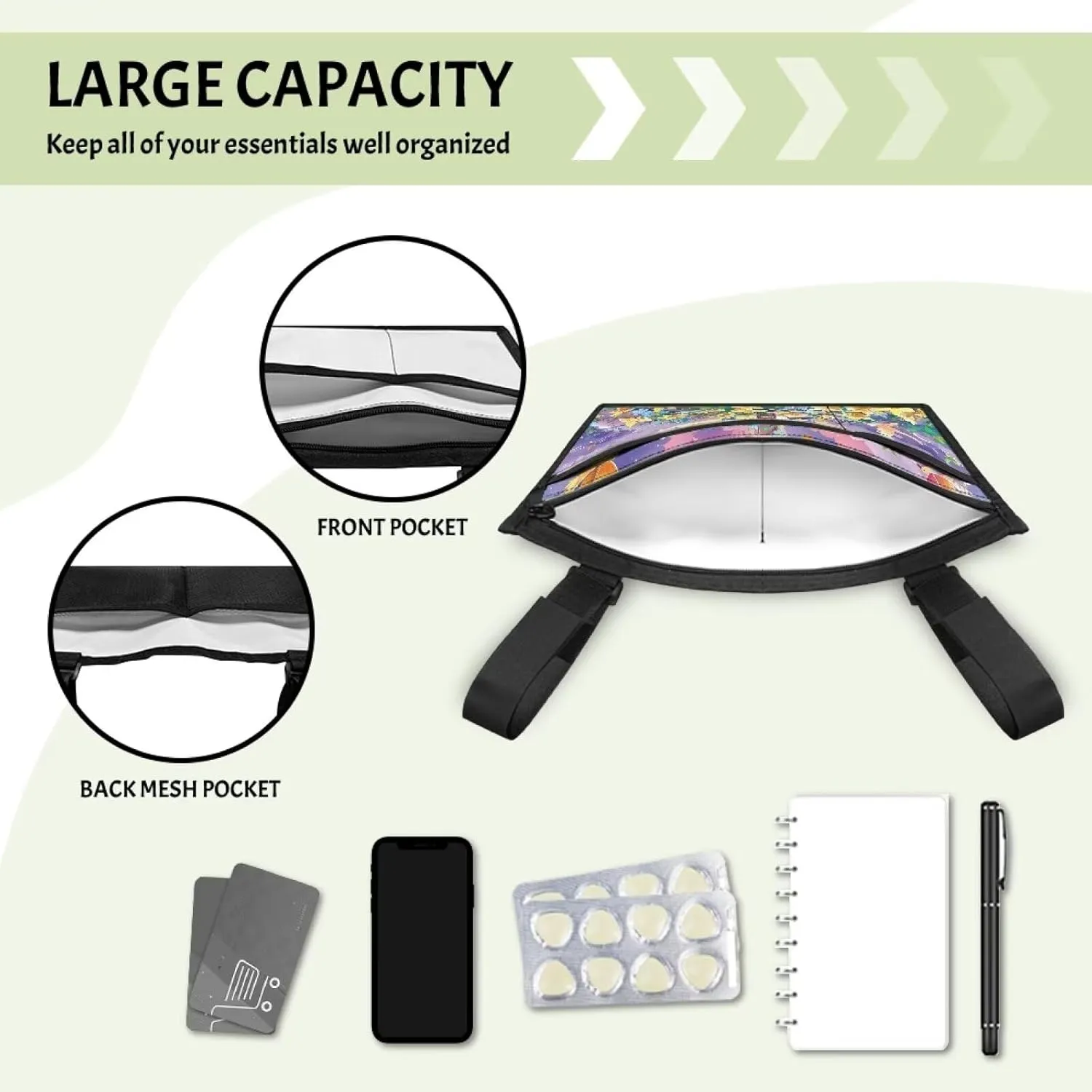 Yellow Flower Electric Wheel Chair Accessories Pouch Lightweight Wheelchair Side Organizer Bag Large Capacity Wheelchair Cup Holder Fits Mobility Scooter