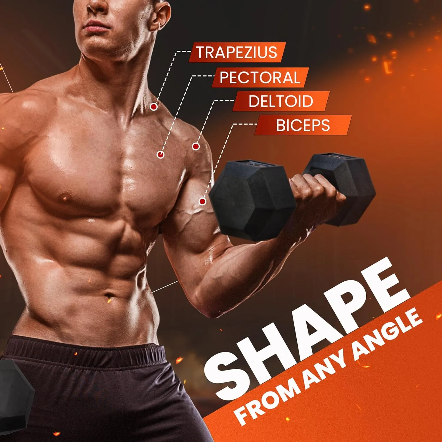 Yes4All Chrome Grip Encased Hex Dumbbells – Hand Weights With Anti-Slip 5-50 LBS Single