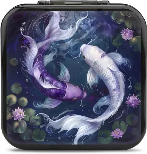 Yin And Yang Japanese Fish Game Card Case Compatible with Switch Portable Memory Storage Holder with 12 Game Card Slots