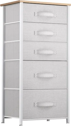 YITAHOME Tall 5 Drawer Dresser, Fabric Storage Tower, Fabric Dresser for Bedroom, Organizer Unit for Bedroom, Living Room, Hallway, Closets