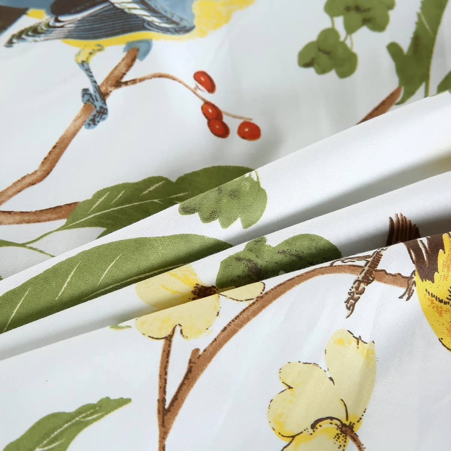 YOU SA Luxury 100% Cotton Pillowcases Pillow Cases Birds Floral Print Pillow Covers (King, Color-21)