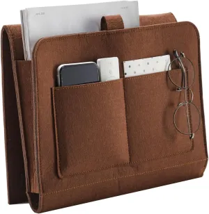 YOUDENOVS Bedside Caddy, Bedside Storage Caddy, Bedside Organizer for Dorm Room, Bunk Bed, Brown