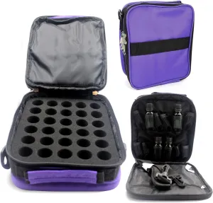 Your Oil Tools Versatile Essential Oil Storage Carrying Case- Holds 42 Bottles for 5ml, 10 ml, 15ml, 20ml and 100ml- Essential Oil Travel Case Storage Bag with Handle and Shoulder Straps – Purple