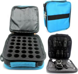 Your Oil Tools Versatile Essential Oil Storage Carrying Case- Holds 42 Bottles for 5ml, 10 ml, 15ml, 20ml and 100ml- Essential Oil Travel Case Storage Bag with Handle and Shoulder Straps – Turquoise