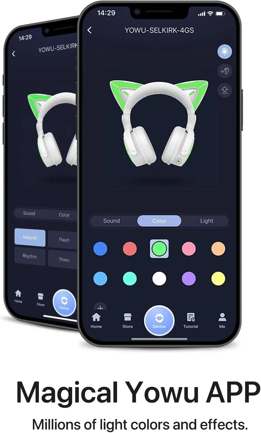 YOWU Cat Ear Headphones 4GS - RGB Gaming Headset with Mic & 2.4G USB/Type C Dongle for PC/PS4/PS5/XBOX/Switch, Wired/Wireless Bluetooth Headphones(White)