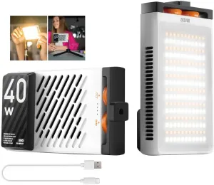 ZHIYUN FIVERAY M40 Video Light, 40W /14000 Lux Portable Camera Light, 2700-6200K, 320g LED Panel DSLR Photography Lighting