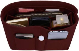 ZTUJO Purse Organizer Insert, Felt Bag Organizer For Handbag Purse Organizer,13 Colors, 6 Size (X-Large, Wine Red)